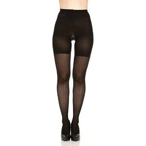 Love Your Assets Shaping Tights Womens Size 3 Black Textured Wishbone Spanx